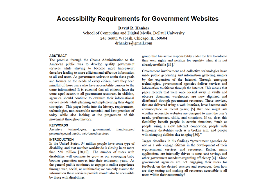 Whitepaper on the history of government accessibility laws.