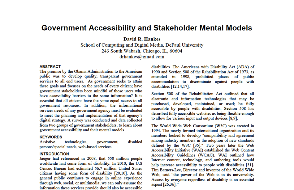 Whitepaper on the history of government accessibility laws.