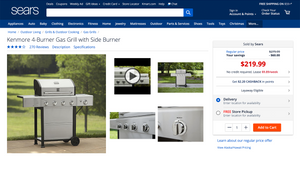 SEARS product page of a stainless steal grill.