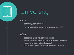 Image describing ebook pros and cons in universities.